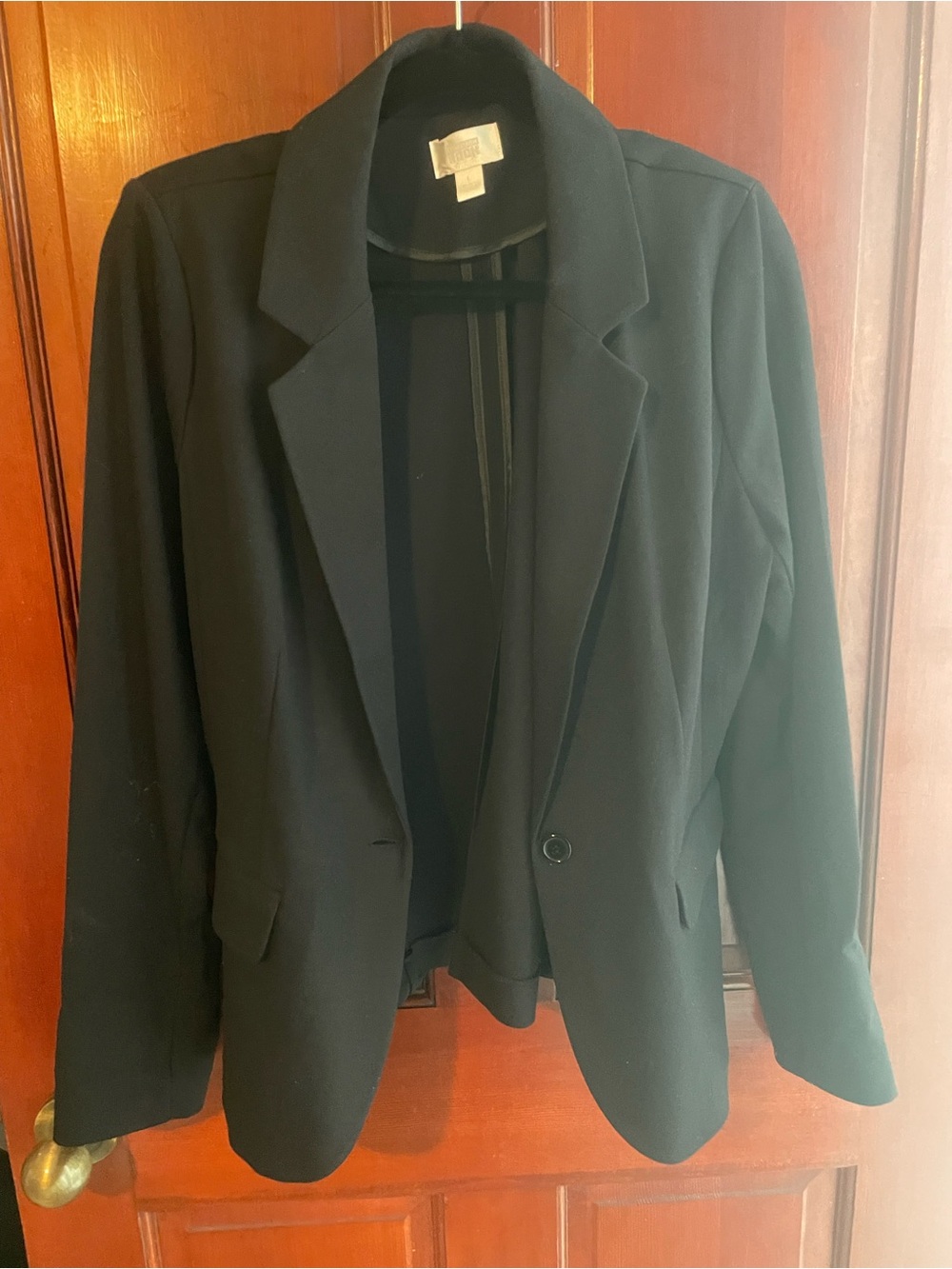 Women's Black Single-Button Blazer Jacket by Worthington